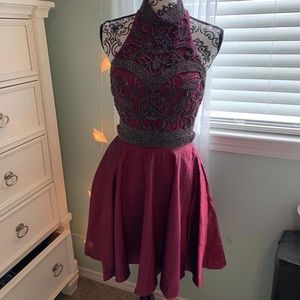 Plum-Colored Two-Piece Homecoming Dress Sherri Hill